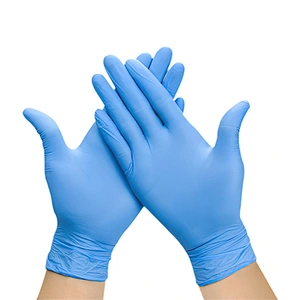 Wholesale blue non medical disposable nitrile gloves with high quality safety powder free nitrile gloves