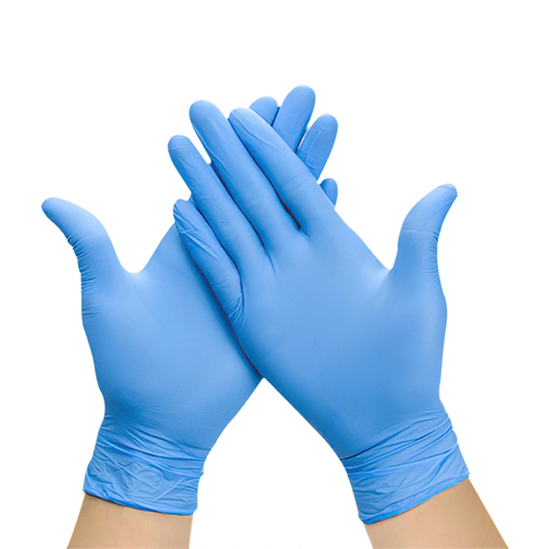 Wholesale blue non medical disposable nitrile gloves with high quality safety powder free nitrile gloves