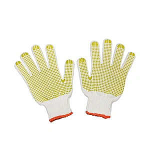 custom cheap winter working cotton hand pvc single side grip printed dotted gloves