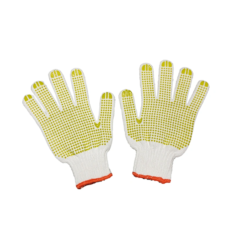 custom cheap winter working cotton hand pvc single side grip printed dotted gloves