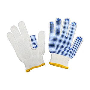 custom cheap winter working cotton hand pvc single side grip printed dotted gloves