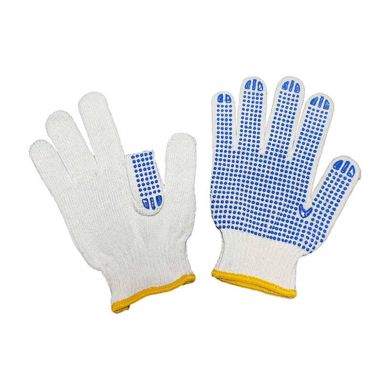custom cheap winter working cotton hand pvc single side grip printed dotted gloves