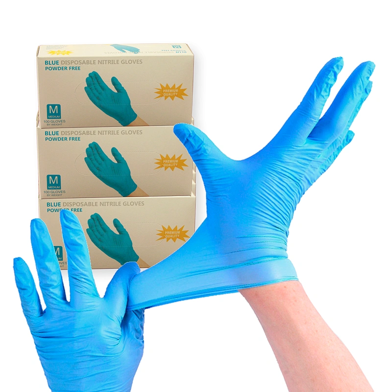 Wholesale nitrile gloves disposable powder free boxing blue nitrile Gloves