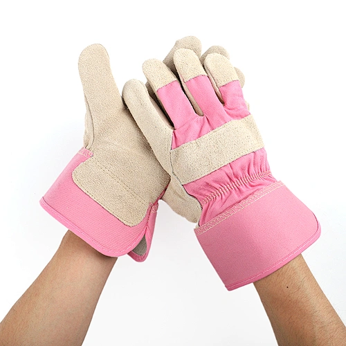 grade AB 10.5 inches gray winter original long cow leather comfortable safety working gloves for women