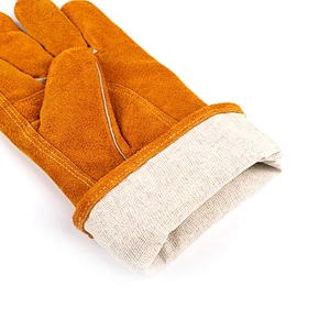 grade AB yellow heat resistant oven breathable argon safety construction work welding gloves