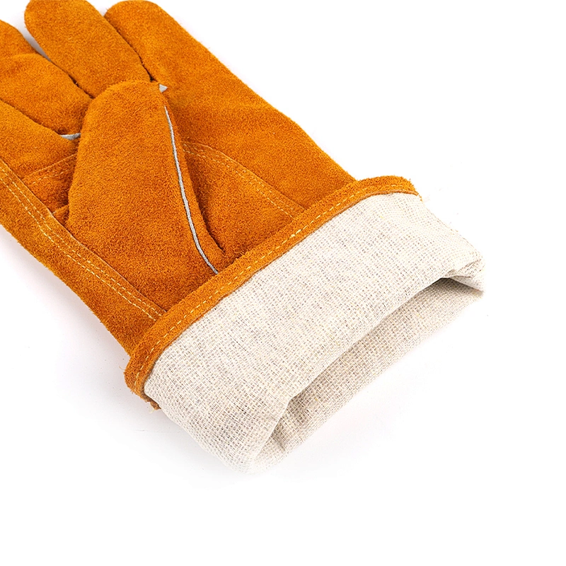 grade AB yellow heat resistant oven breathable argon safety construction work welding gloves