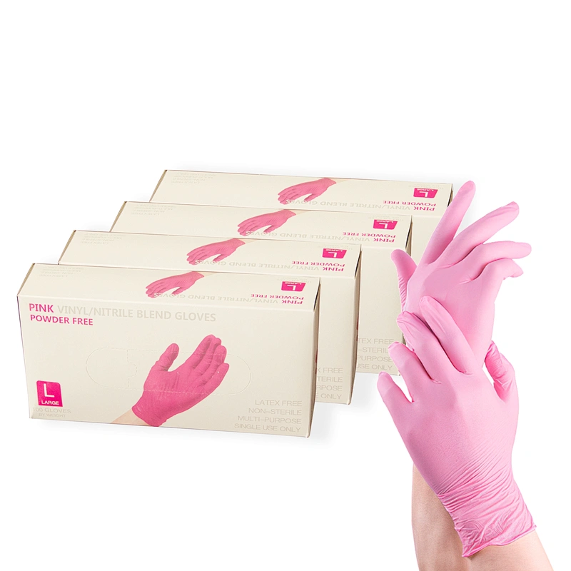 comfortable lady pink nitrile cheap waterproof housework prevent slippery wear-resisting disposable gloves