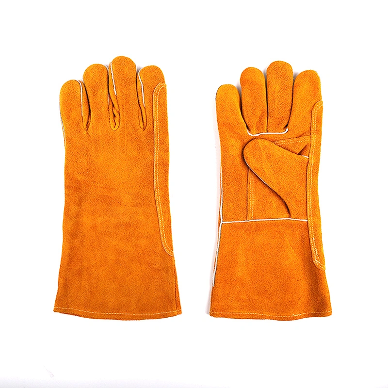 grade AB yellow heat resistant oven breathable argon safety construction work welding gloves