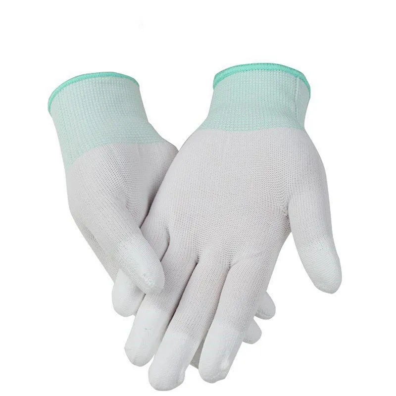 Promotion of 13-needle nylon white PU soaked palm gloves anti-cutting and anti-electric safety gloves