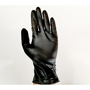 Beautiful  Non-slip Safety Black Blend Nitrile Gloves China Diamond Grain Waterproof Comfortable Ansell Black Gloves
