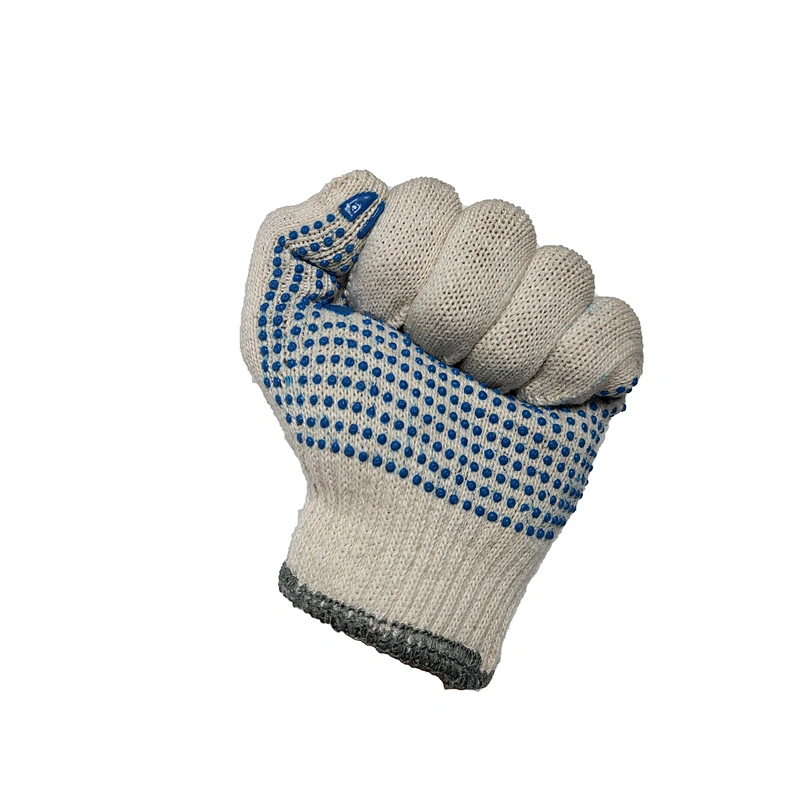 nature white soft comfortable single side safety garden work hand pvc dotted cotton gloves