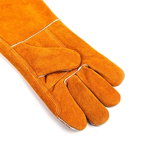 grade AB yellow heat resistant oven breathable argon safety construction work welding gloves