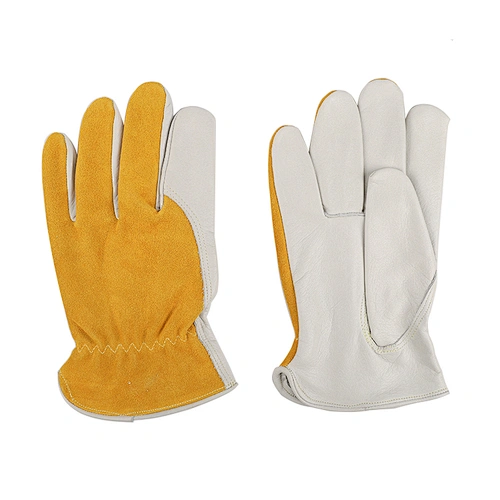 custom yellow grade AB cowhide fireproof safety hand driver gloves with para aramid knitted