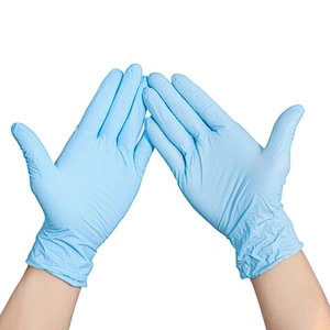 Wholesale blue non medical disposable nitrile gloves with high quality safety powder free nitrile gloves