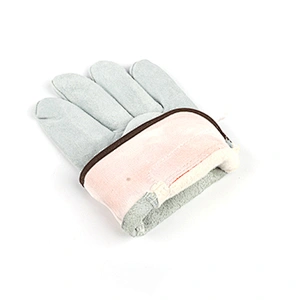 custom grade AB orange gray flannelette equipment twill leather working safety gloves for handling