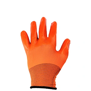 high quality orange polyester general maintenance safety  pvc gloves with long sleeve