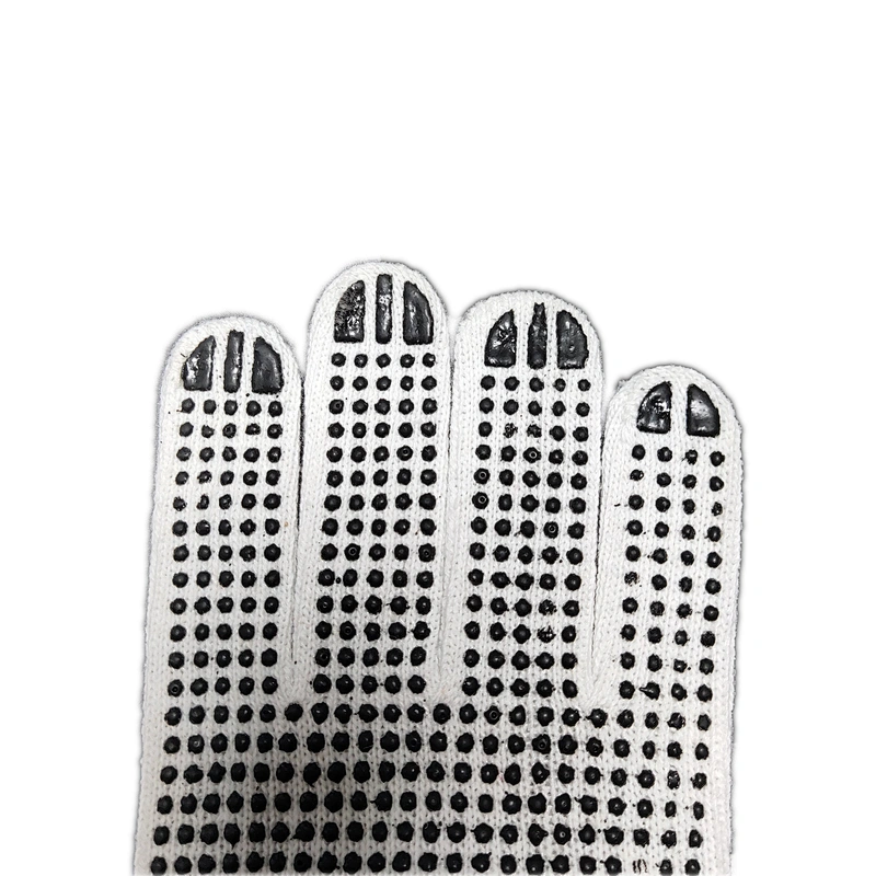 high quality white soft comfortable grip polycotton garden pvc gloves with dots on palm