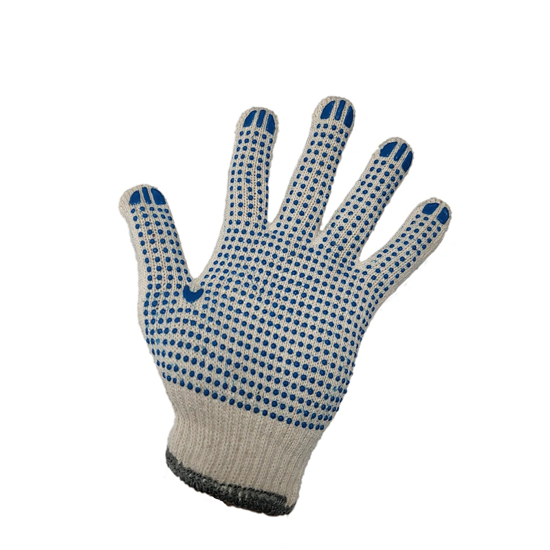 nature white soft comfortable single side safety garden work hand pvc dotted cotton gloves