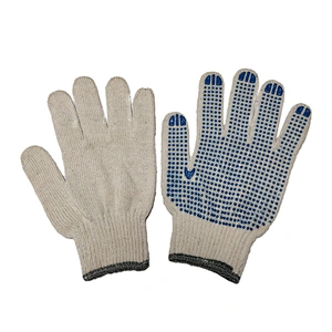 nature white soft comfortable single side safety garden work hand pvc dotted cotton gloves