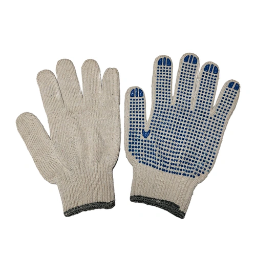 nature white soft comfortable single side safety garden work hand pvc dotted cotton gloves