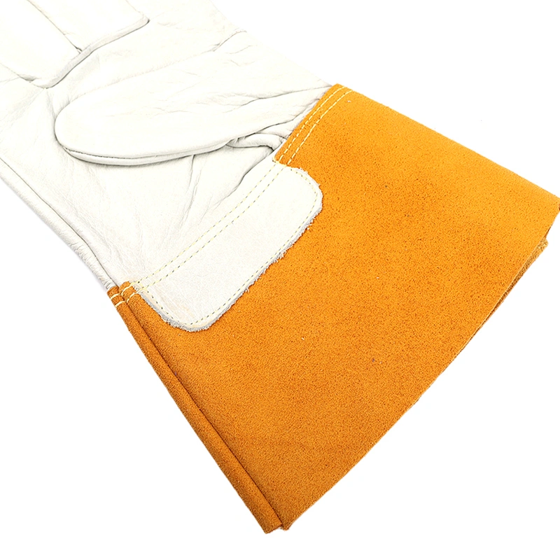 high quality grade A para aramid knitted heavy cowhide leather pair safety work welding gloves