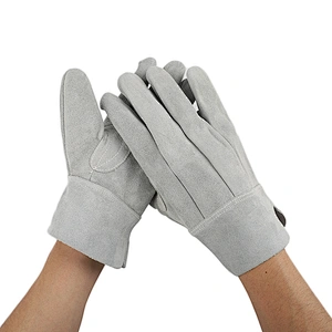 high quality grade AB men winter working cow split leather palm added safety driver gloves
