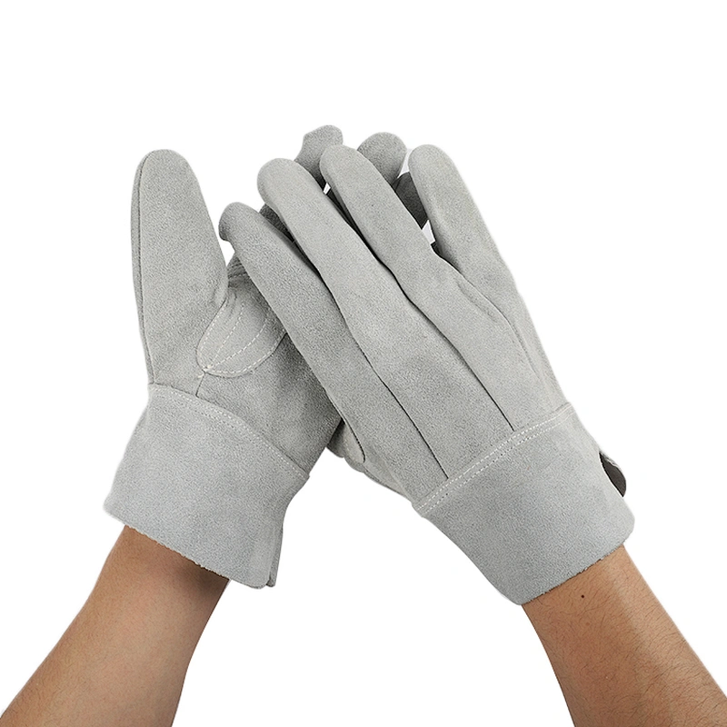 high quality grade AB men winter working cow split leather palm added safety driver gloves