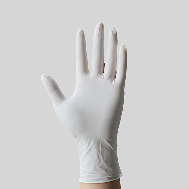 Wholesale disposable safety 9 inch examination latex gloves high-quality 100 pcs white pure nature latex gloves