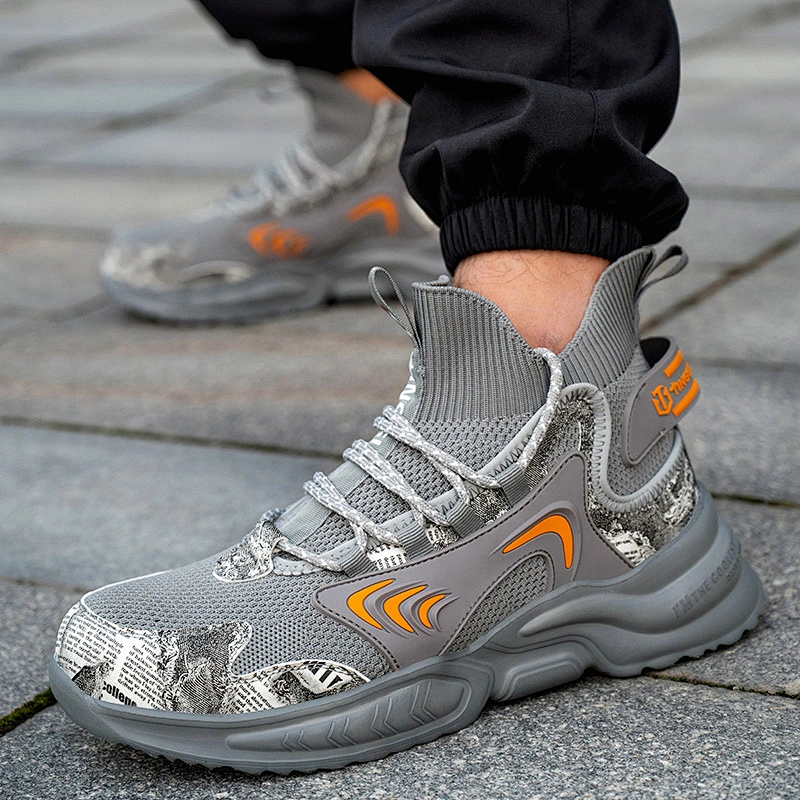 Wholesale steel baotou anti hit anti puncture high help lightweight fashion safety shoes cargo shoes tide shoes