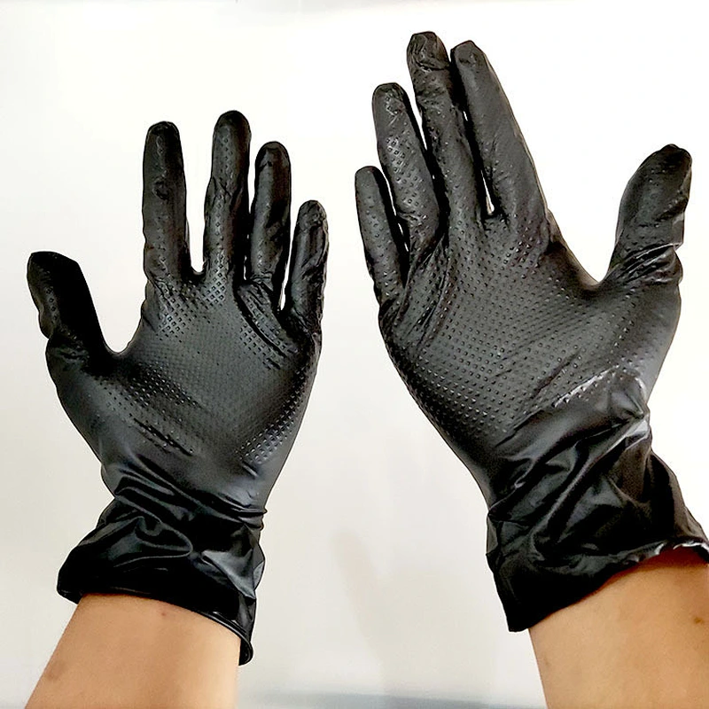 High high high quality safety powder free black pure nitrile diamond gloves wholesale industrial safety black diamond gloves