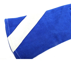 grade AB royal blue two long electric stick impact mechanic hand welding gloves made of cowhide