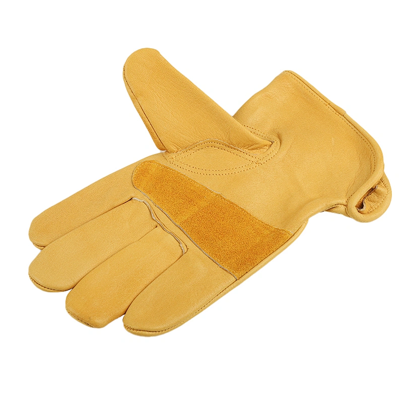 Grade AB rounded flat sleeves winter comfortable leather work driver gloves with flexible thumb