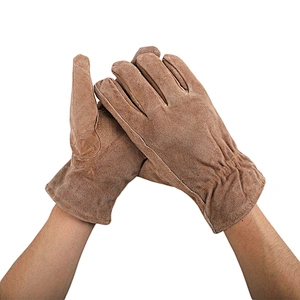 hot sale grade AB cow top-grain leather dark brown warm winter safety driver working gloves