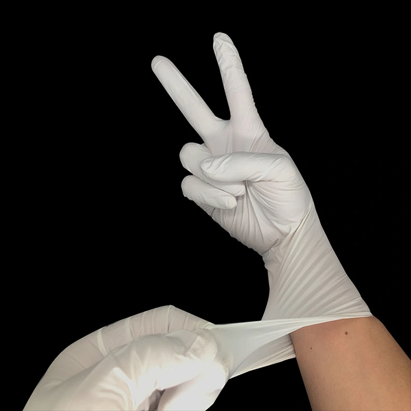 Safety white nitrile gloves powder free cleaning gloves rubber nitrile
