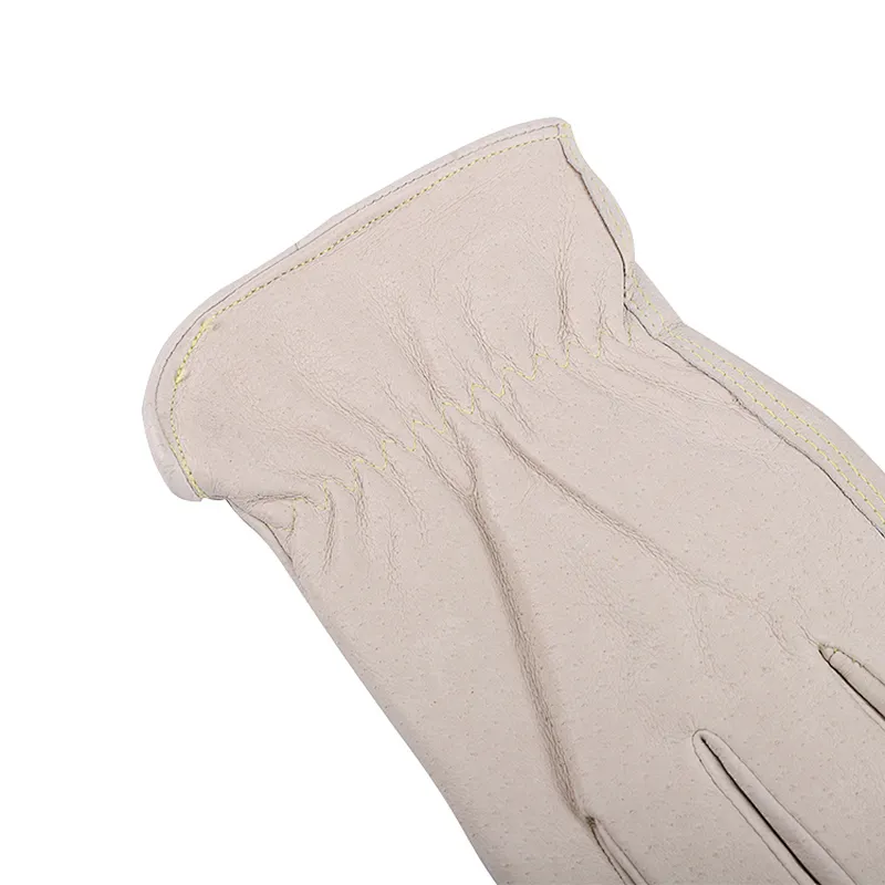 Good quality winter warm Grade AB whole pig skin leather white fashion Driver flexible thumb leather work safety gloves