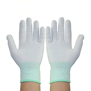 Promotion of 13-needle nylon white PU soaked palm gloves anti-cutting and anti-electric safety gloves