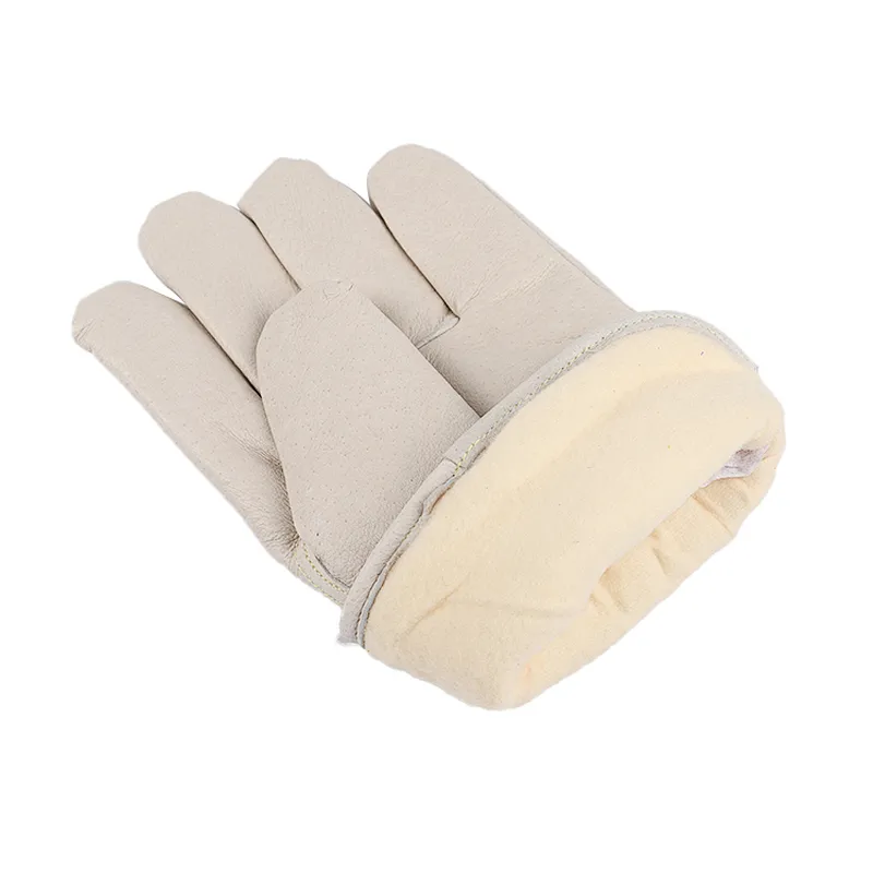 Good quality winter warm Grade AB whole pig skin leather white fashion Driver flexible thumb leather work safety gloves