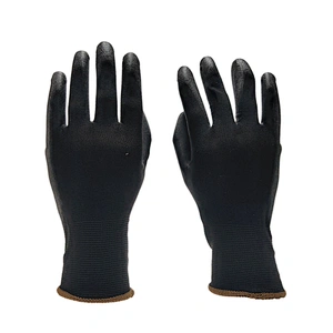 black maintenance breathable lightweight heavy duty exam work polyester knitted pu nitrile gloves
