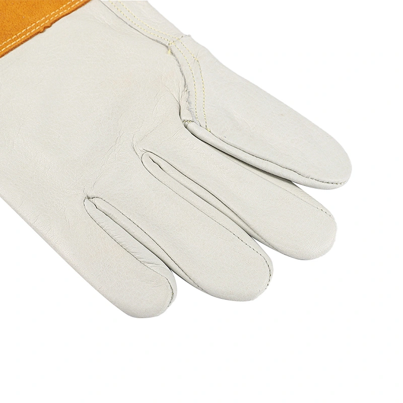 high quality grade A para aramid knitted heavy cowhide leather pair safety work welding gloves