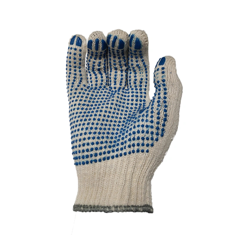 nature white soft comfortable single side safety garden work hand pvc dotted cotton gloves