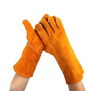 grade AB yellow heat resistant oven breathable argon safety construction work welding gloves