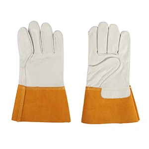 high quality grade A para aramid knitted heavy cowhide leather pair safety work welding gloves
