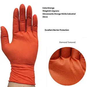 Fast delivery industrial repair machine orange nitrile gloves single layer 8 mil mechanical thick Black nitrile gloves