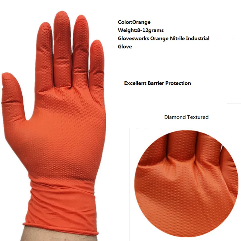 Fast delivery industrial repair machine orange nitrile gloves single layer 8 mil mechanical thick Black nitrile gloves