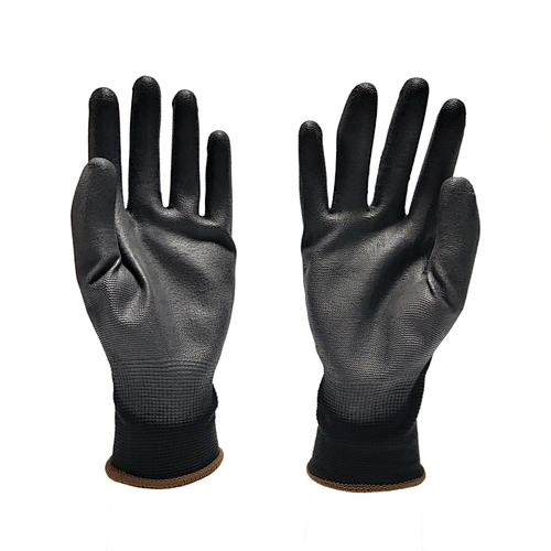 black maintenance breathable lightweight heavy duty exam work polyester knitted pu nitrile gloves