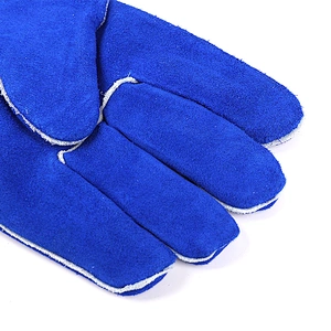 grade AB 14 inches royal blue flannelette lined cow split leather winter safety welding gloves