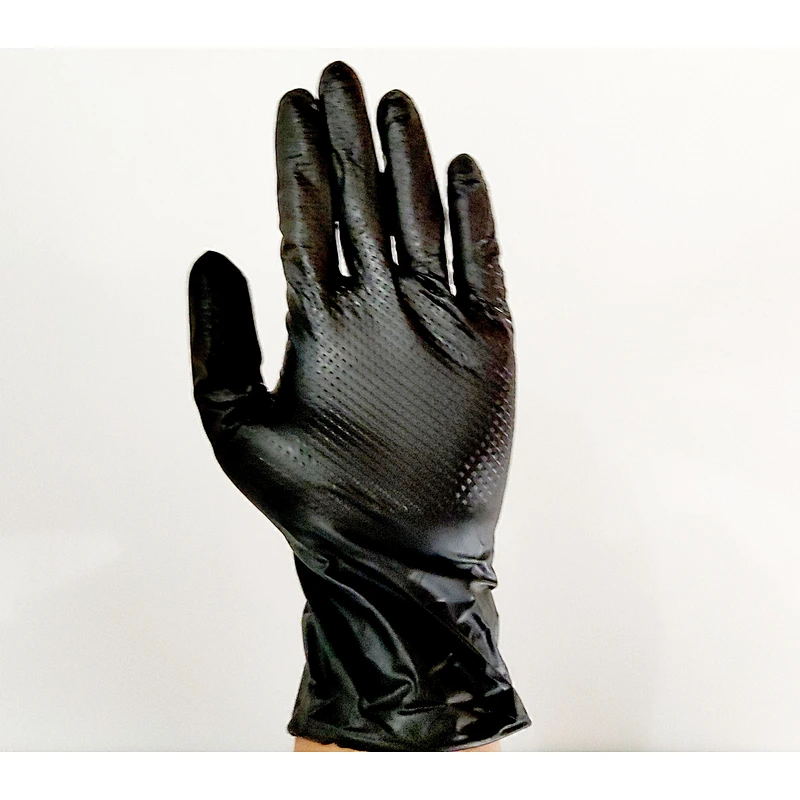 premium protection disposable black powder free diamond texture nitrile gloves manufacturer daily working durable nonslip gloves