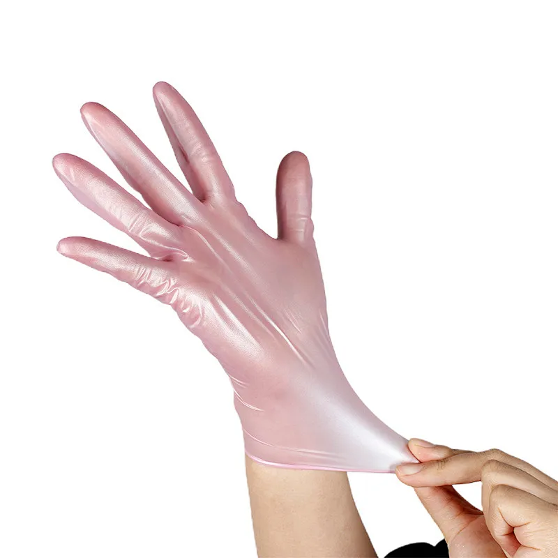 comfortable lady pink nitrile cheap waterproof housework prevent slippery wear-resisting disposable gloves