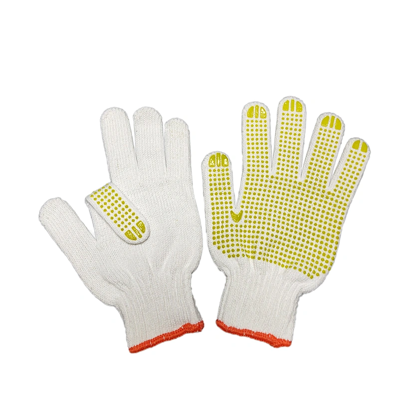 custom cheap winter working cotton hand pvc single side grip printed dotted gloves