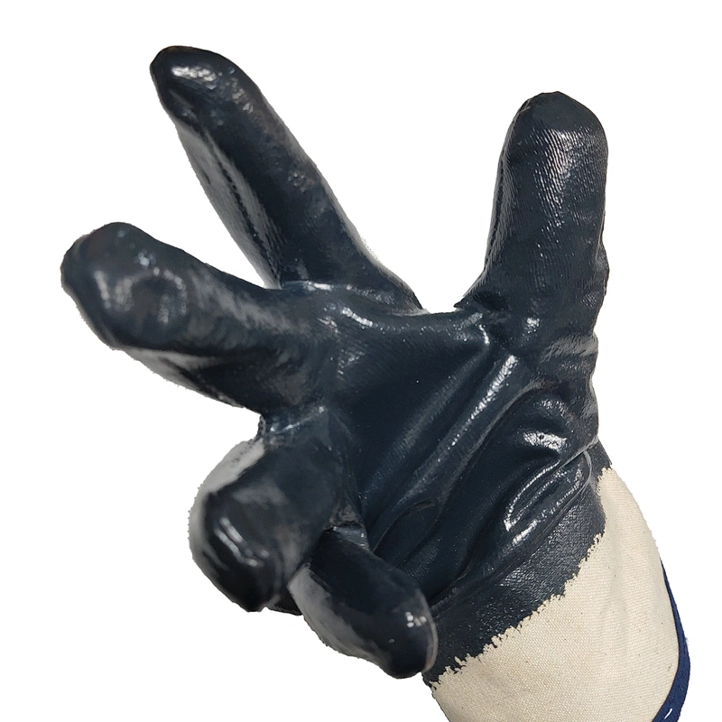 wholesale cheap black examination safety heavy duty dipped nitrile coated work gloves